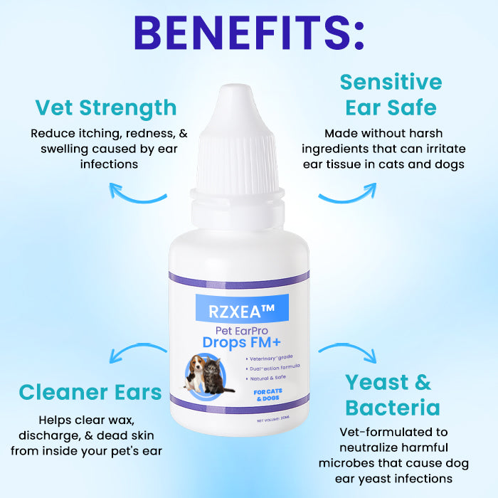 ✨ Summer Discounted Price 50% OFF | Daily Ear Care Made Simple for Pets | RZXEA™ Pet EarPro Drops FM+